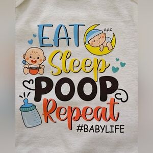 Gerber 3-6mos Baby Graphic Onesie: "Eat Sleep Poop Repeat" Short Sleeve Bodysuit